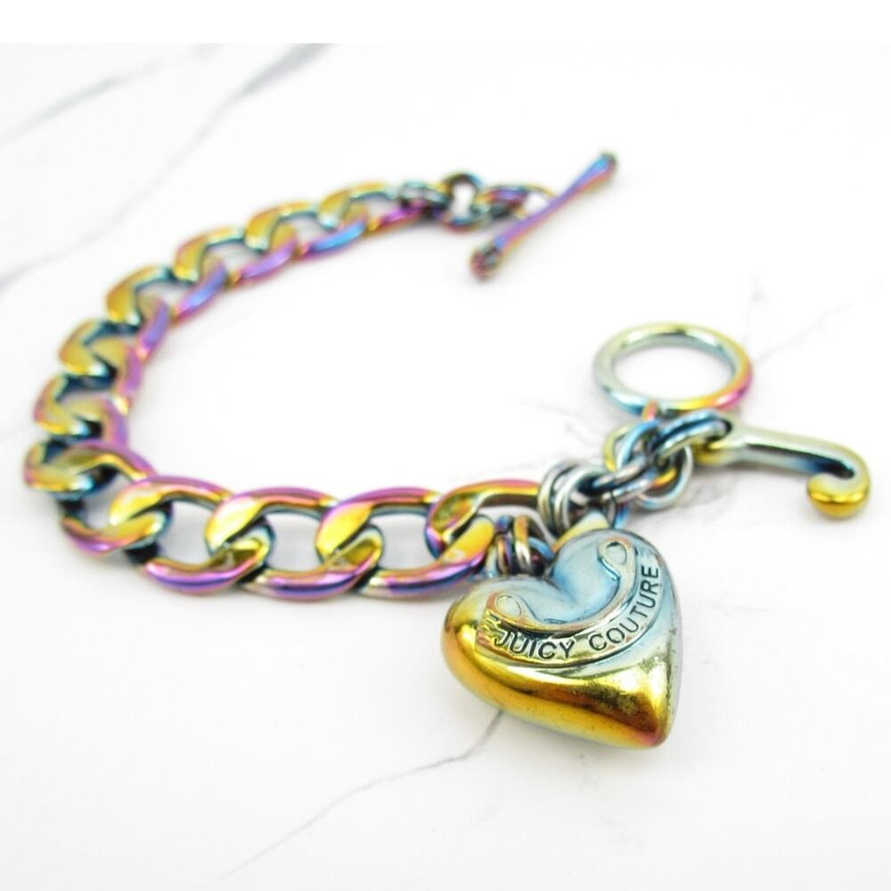 Rare Juicy Couture Y2K Rainbow Heart Charm Bracelet